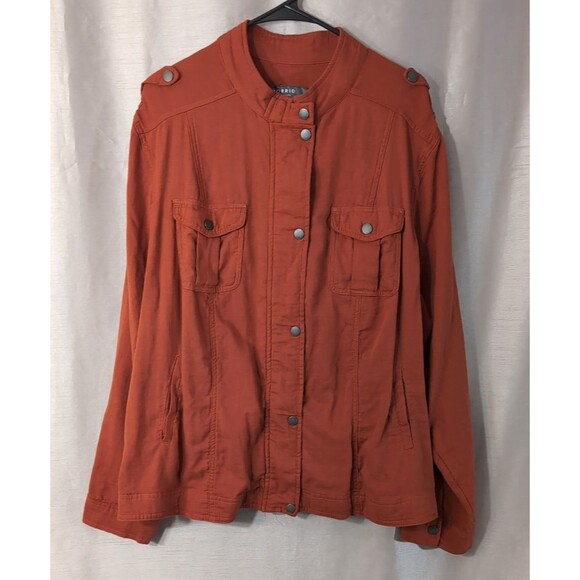 Torrid 3 Jacket Size 3X Orange Cotton Blend Unlined Moto Military Lightweight - Picture 1 of 16